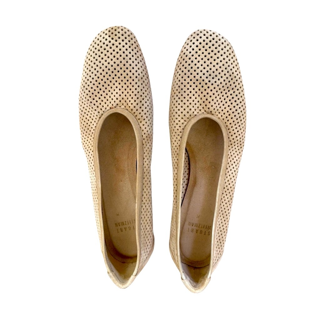 Stuart Weitzman Mesh Suede Ballet Flat Tan Approx. Size 7.5